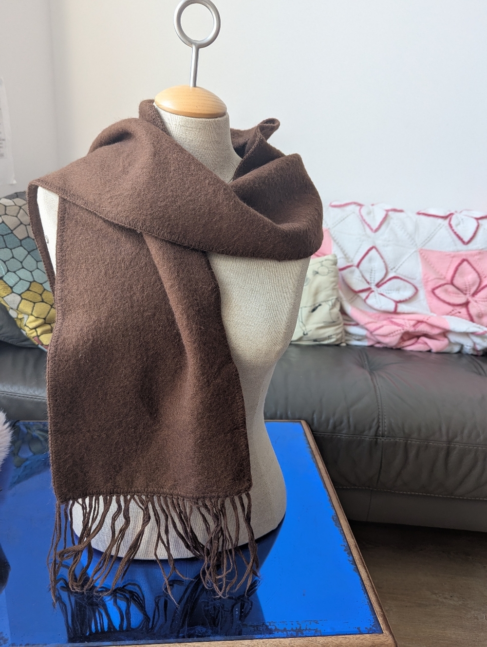 Alpaca Chocolate Brown Wool Scarf Made In Peru